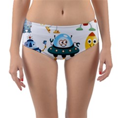 Vector-set-funny-robots-cartoon Reversible Mid-waist Bikini Bottoms by Jancukart