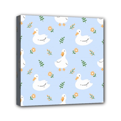 Duck-flower-seamless-pattern-background Mini Canvas 6  X 6  (stretched) by Jancukart