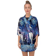 Unicorn Starry Night Half Sleeve Chiffon Kimono by Jancukart
