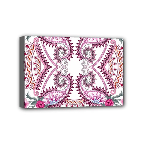 Pink Flower Cartoon Mini Canvas 6  X 4  (stretched) by Jancukart