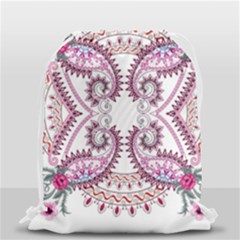 Pink Flower Cartoon Drawstring Bag (small) by Jancukart