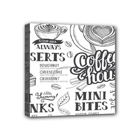 Vintage Coffee-tea-cafe-hamburger-menu-coffee-shop-menu Mini Canvas 4  X 4  (stretched) by Jancukart