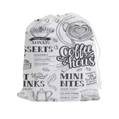 Vintage Coffee-tea-cafe-hamburger-menu-coffee-shop-menu Drawstring Pouch (2xl) by Jancukart