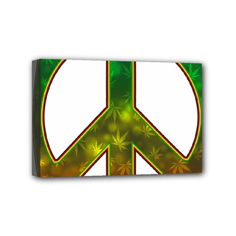 Peace-rastafarian Mini Canvas 6  X 4  (stretched) by Jancukart