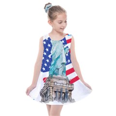 Statue Of Liberty Independence Day Poster Art Kids  Summer Dress by Jancukart