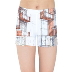 Rag-flats-onion-flats-llc-architecture-drawing Graffiti-architecture Kids  Sports Shorts by Jancukart