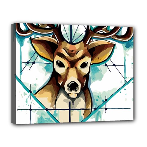 Deer-unicorn-tattoo-drawing-vector-watercolor Canvas 14  X 11  (stretched) by Jancukart