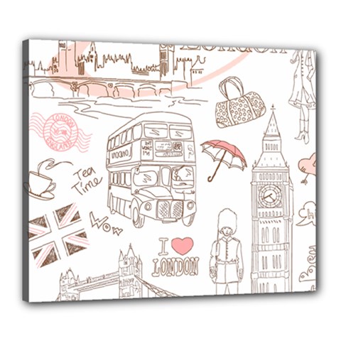 London-paris-drawing-vector-london-comics Canvas 24  X 20  (stretched) by Jancukart