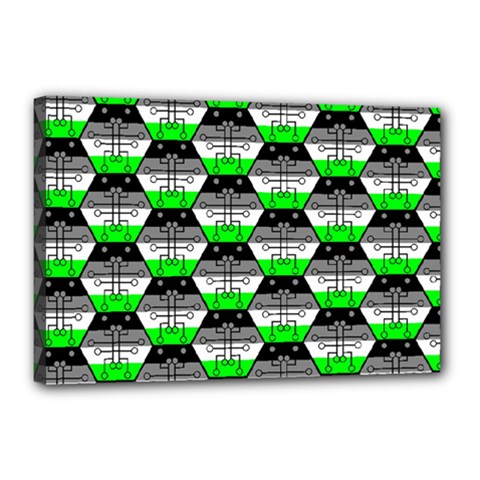 Hackers Town Void Mantis Hexagon Agender Agender Info Pride Flag Canvas 18  X 12  (stretched) by WetdryvacsLair