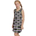 Hackers Town Void Mantis Hexagon Agender Nine 9 Stripe Pride Flag Kids  Sleeveless Tiered Mini Dress View2