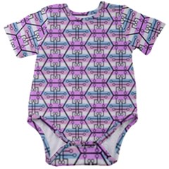 Hackers Town Void Mantis Hexagon Bigender Pride Flag Baby Short Sleeve Onesie Bodysuit by WetdryvacsLair