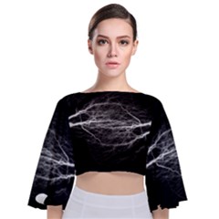 Flash-electricity-energy-current Tie Back Butterfly Sleeve Chiffon Top by Jancukart