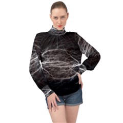 Flash-electricity-energy-current High Neck Long Sleeve Chiffon Top by Jancukart
