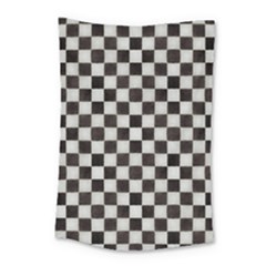Large Black And White Watercolored Checkerboard Chess Small Tapestry by PodArtist
