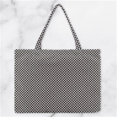 Small Black And White Watercolor Checkerboard Chess Zipper Medium Tote Bag by PodArtist