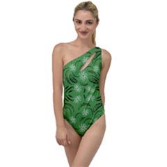 Folk Flowers Print Floral Pattern Ethnic Art To One Side Swimsuit by Eskimos