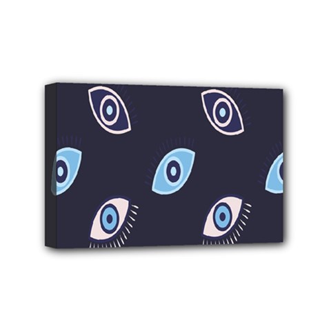 Eyes Evil Eye Blue Pattern Design Mini Canvas 6  X 4  (stretched) by artworkshop