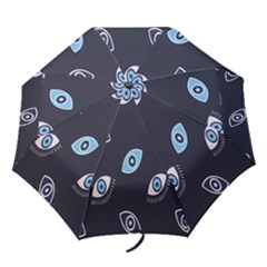Eyes Evil Eye Blue Pattern Design Folding Umbrellas by artworkshop
