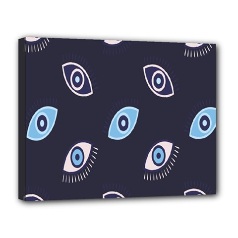 Eyes Evil Eye Blue Pattern Design Canvas 14  X 11  (stretched) by artworkshop