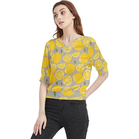 Lemon Pattern Quarter Sleeve Blouse by artworkshop