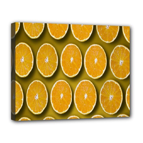 Oranges Slices  Pattern Canvas 14  X 11  (stretched) by artworkshop