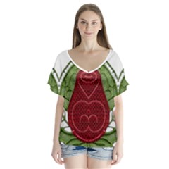 Im Fourth Dimension Colour 7 V-neck Flutter Sleeve Top by imanmulyana