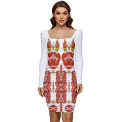 Im Fourth Dimension Colour 13 Women Long Sleeve Ruched Stretch Jersey Dress by imanmulyana
