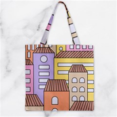 Houses City Architecture Building Zipper Grocery Tote Bag by Sapixe