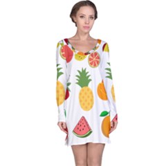 Fruits Cartoon Long Sleeve Nightdress by Sapixe