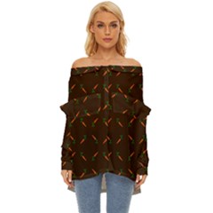 Carrots Off Shoulder Chiffon Pocket Shirt by nateshop