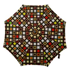 Squares-colorful-texture-modern-art Hook Handle Umbrellas (medium) by Jancukart