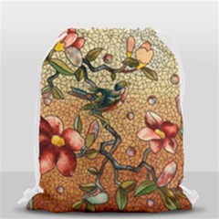 Flower Cubism Mosaic Vintage Drawstring Bag (small) by Jancukart