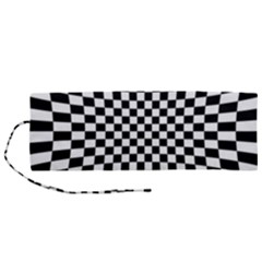 Illusion Checkerboard Black And White Pattern Roll Up Canvas Pencil Holder (m) by Zezheshop