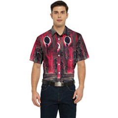 Stranger Things Fantasy Dark  Red Men s Short Sleeve Pocket Shirt  by Amaryn4rt