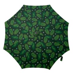 Leaves Snowflake Pattern Holiday Hook Handle Umbrellas (small) by Amaryn4rt