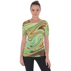 Art Background Abstract Pattern Texture Shoulder Cut Out Short Sleeve Top by Wegoenart