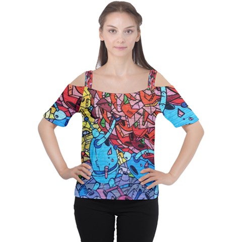 Graffiti-wall-mural-painting-arts Cutout Shoulder Tee by Simbadda