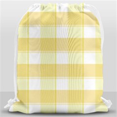 White And Yellow Plaids Drawstring Bag (large) by ConteMonfrey