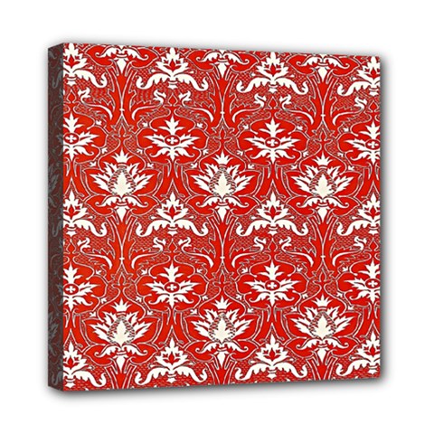 Red  Lace Decorative Ornament - Pattern 14th And 15th Century - Italy Vintage Yellow Lace Decorative Ornament - Pattern 14th And 15th Century - Italy Vintage  Mini Canvas 8  X 8  (stretched) by ConteMonfrey