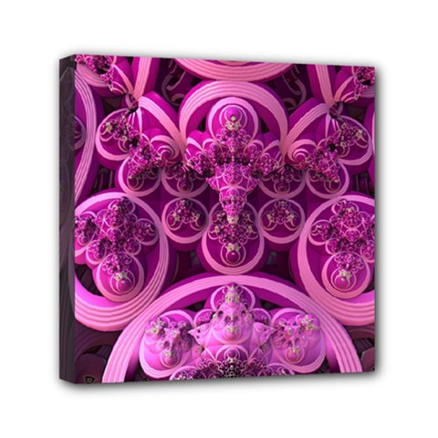 Fractal-math-geometry-visualization Pink Mini Canvas 6  X 6  (stretched) by Pakrebo