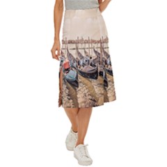 Black Several Boats - Colorful Italy  Midi Panel Skirt by ConteMonfrey