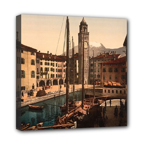  The Harbor, Riva, Lake Garda, Italy 1890-1900 Mini Canvas 8  X 8  (stretched) by ConteMonfrey