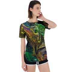 Chameleon Reptile Lizard Animal Perpetual Short Sleeve T-shirt by Wegoenart