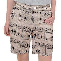 Art Vintage Music Paper Background Design Pocket Shorts by Wegoenart