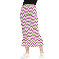 Mave,chevron,white,navi,purple Maxi Fishtail Chiffon Skirt by nateshop