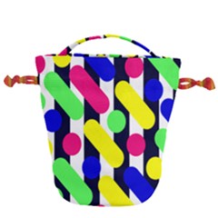 Illustration Geometric Form Circle Line Pattern Drawstring Bucket Bag by Wegoenart