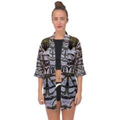 Liberty Inspired Embroidery Iv Open Front Chiffon Kimono by kaleidomarblingart