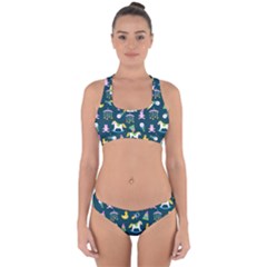 Cute Babies Toys Seamless Pattern Cross Back Hipster Bikini Set by Vaneshart