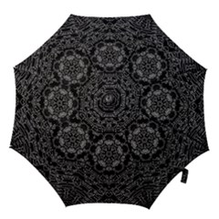 Illustration Black White Rosette Mandala Ornament Wallpaper Hook Handle Umbrellas (small) by Wegoenart