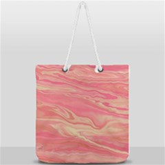 Illustration Graphic Pattern Texrure Pink Maeble Full Print Rope Handle Tote (large) by Wegoenart